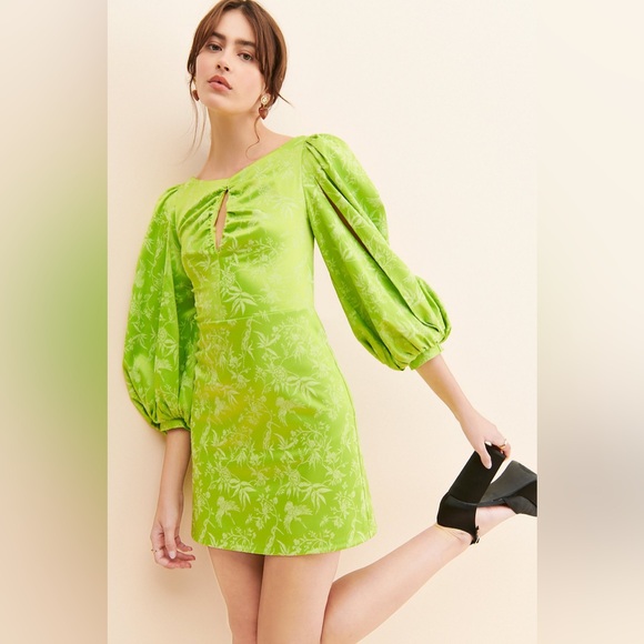 Laagam Vogel Vibrant Green Long Sleeve Mini Dress sold by free people - Picture 4 of 8